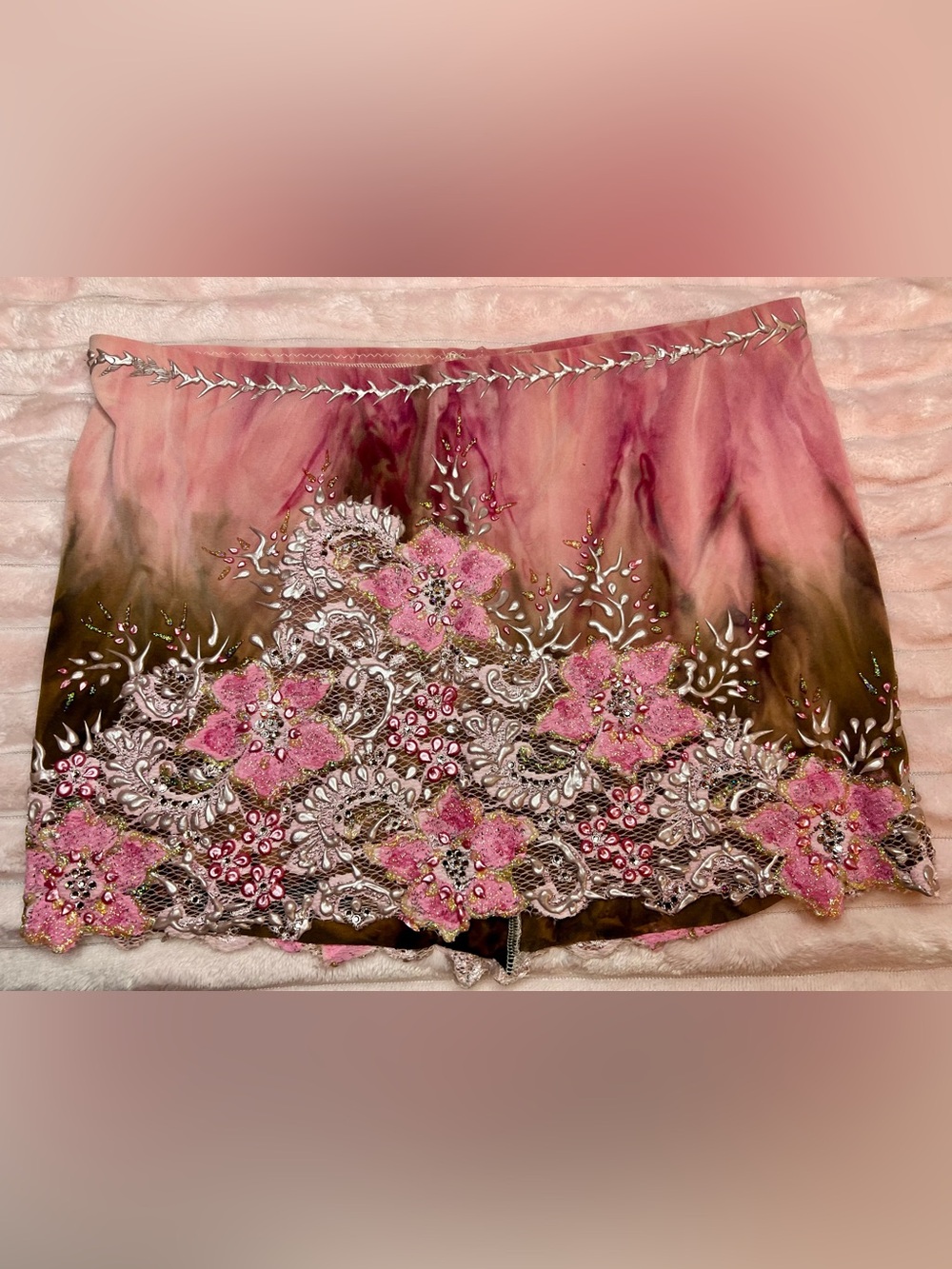 Nurielle Hand Painted Skirt Swarovski Crystal Embellished Couture Mini Skirt